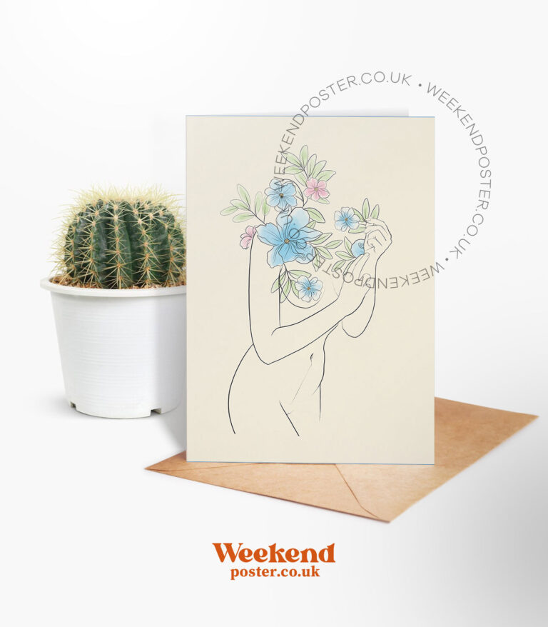 Abstract Floral Woman line art greeting card