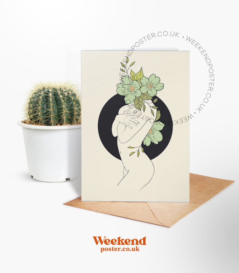 Abstract Floral Woman line art greeting card
