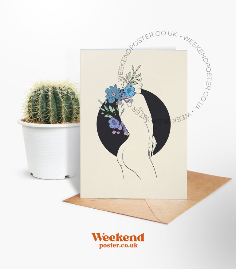 Abstract Floral Woman line art greeting card