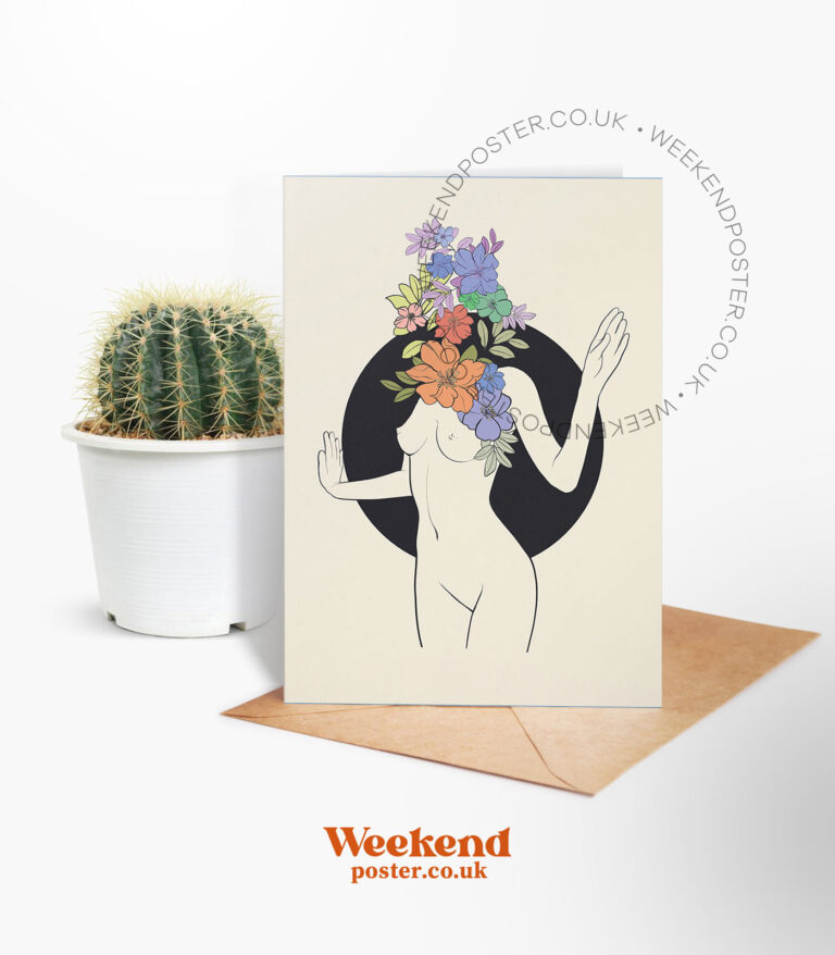 Abstract Floral Woman line art greeting card