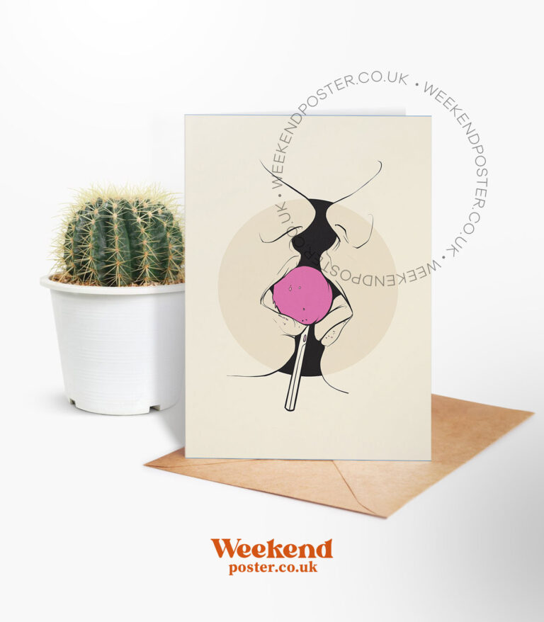 Abstract Sexy Women Lick Lollipop line art greeting card