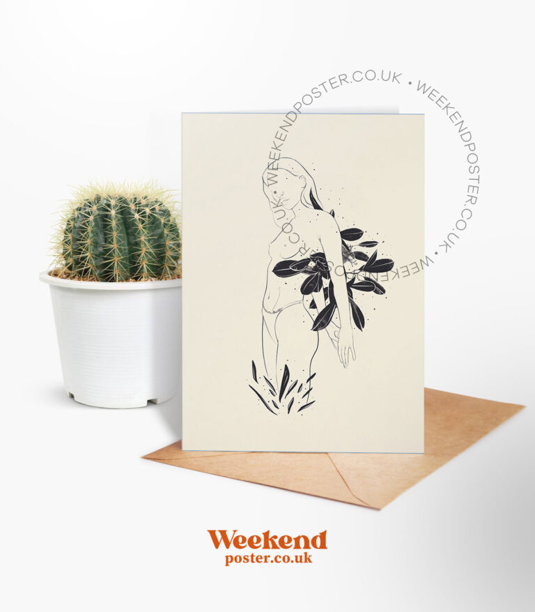Abstract Floral Woman line art greeting card