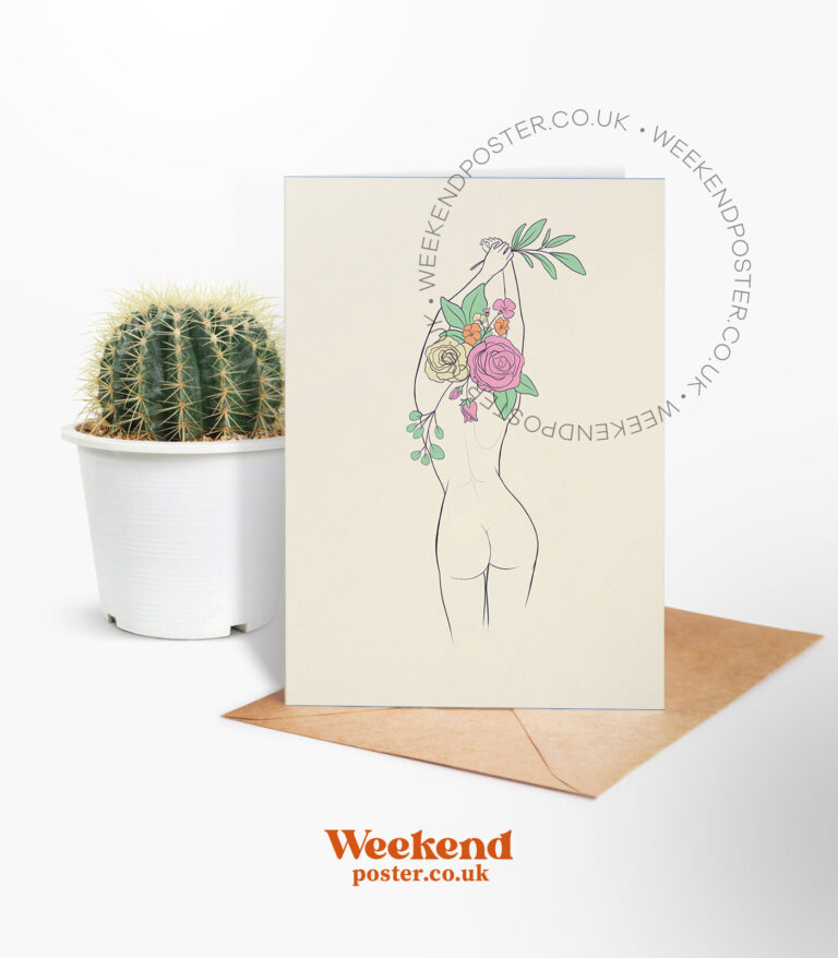 Abstract Floral Woman line art greeting card