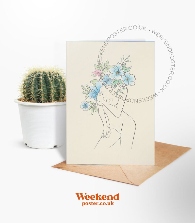 Abstract Floral Woman line art greeting card