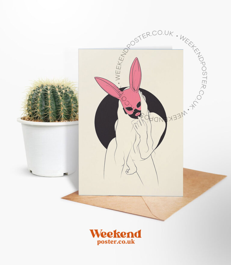 Sexy Bunny Ear Woman line art greeting card