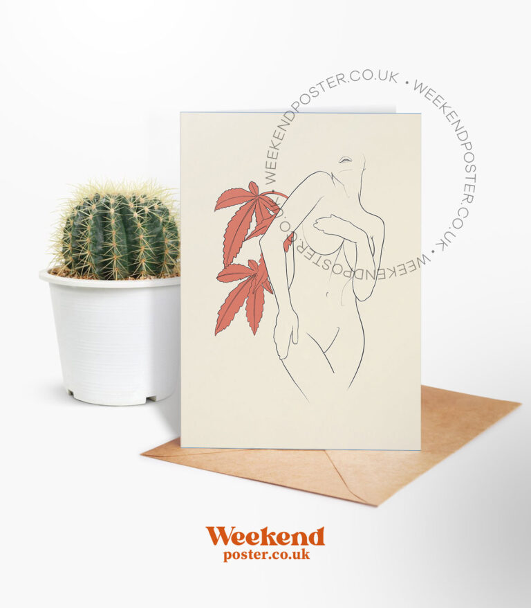 Sexy Floral Woman line art greeting card