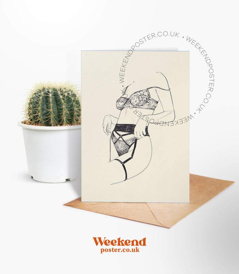 Sexy Lingerie Woman line art greeting card