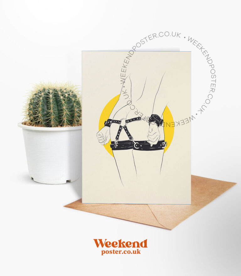 Sexy Naked Handcuff Women line art greeting card