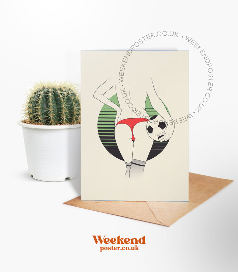 Sexy Woman Football line art greeting card