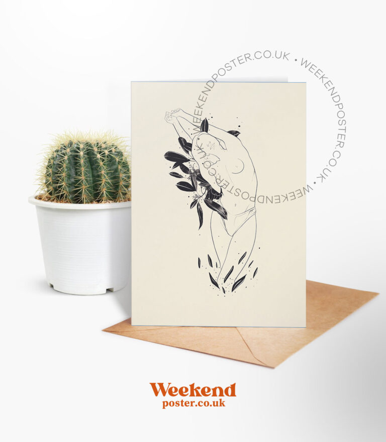 Abstract Floral Woman line art greeting card