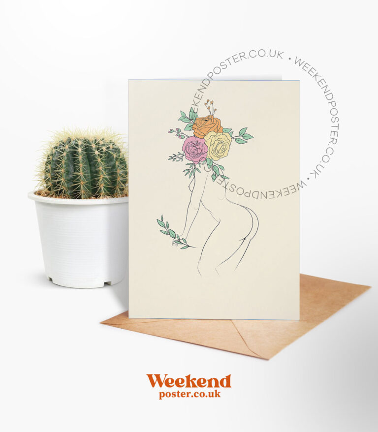 Abstract Floral Woman line art greeting card
