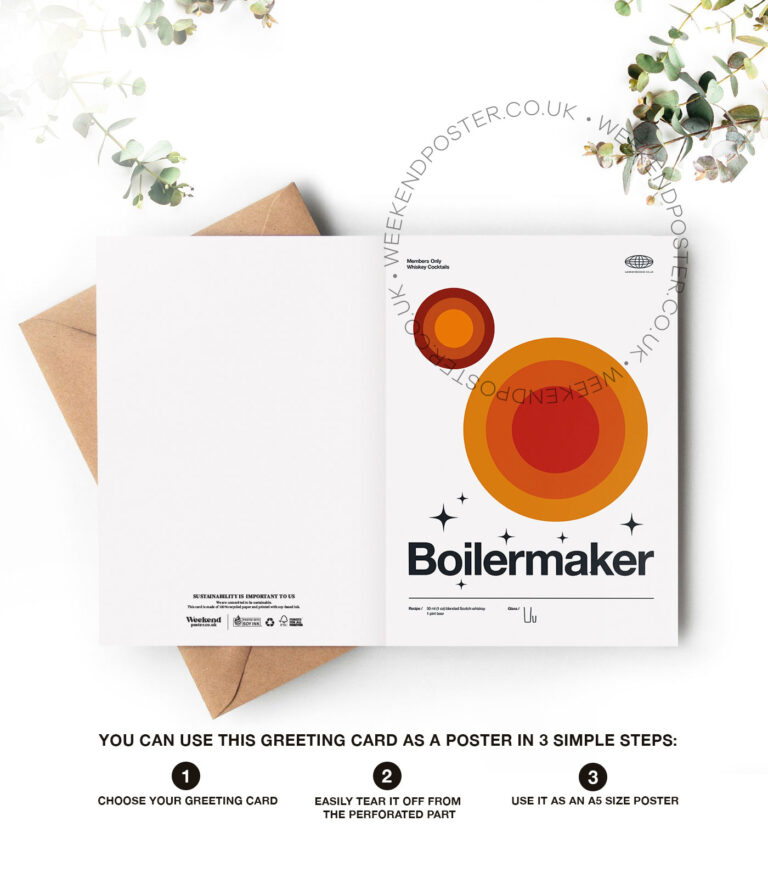 Mid-century modern Boilermaker Cocktail greeting card