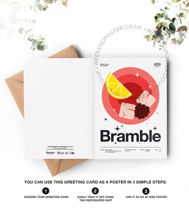 Mid-century modern Bramble Cocktail greeting card