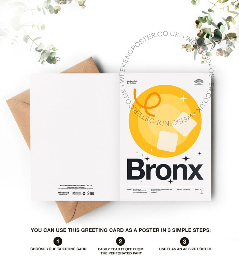 Mid-century modern Bronx Cocktail greeting card