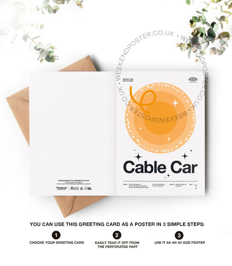 Mid-century modern Cable Car Cocktail greeting card