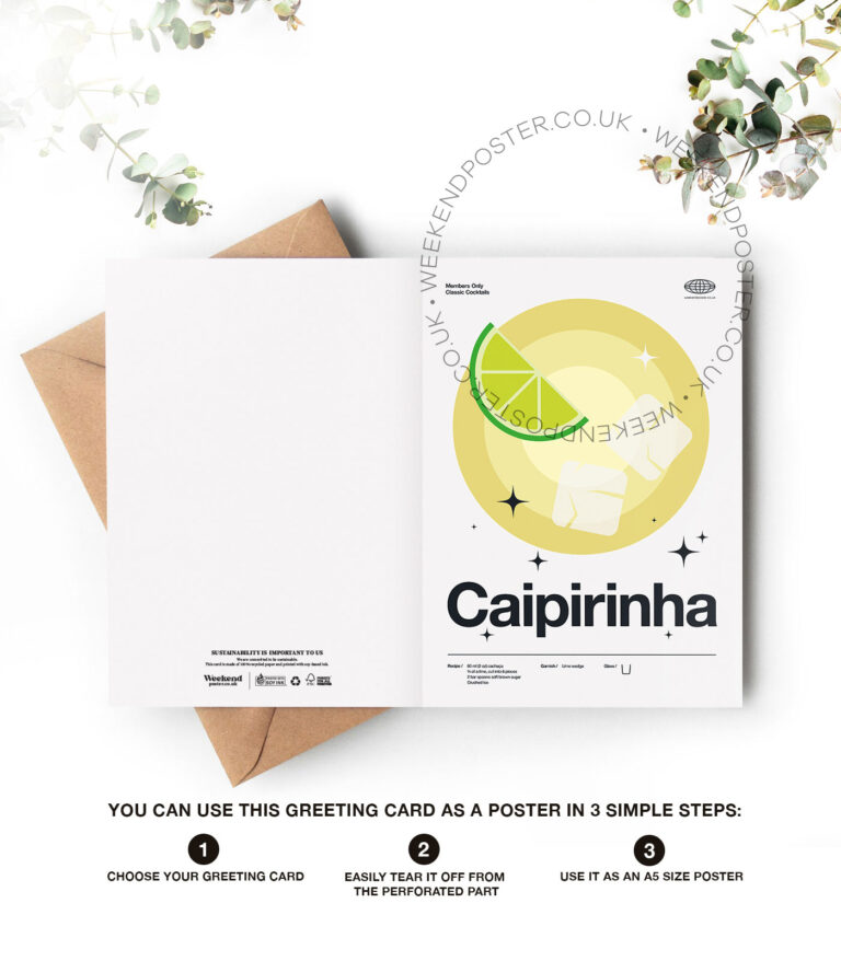Mid-century modern Caipirinha Cocktail greeting card
