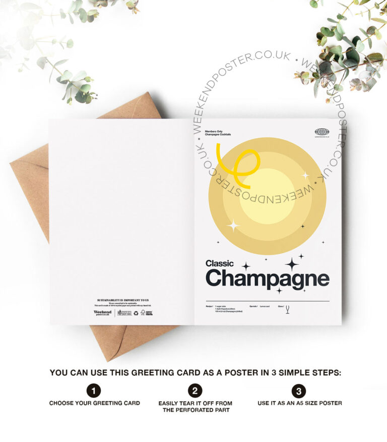 Mid-century modern Classic Champagne Cocktail greeting card