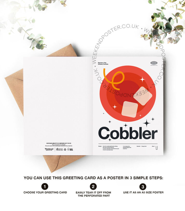 Mid-century modern Cobbler Cocktail greeting card