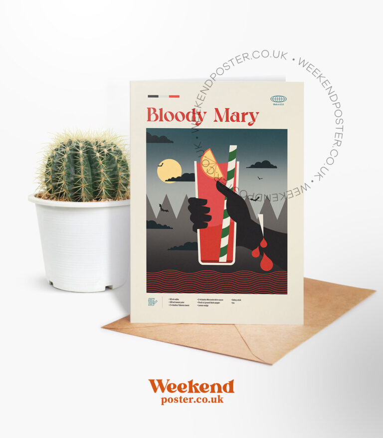 Mid-century modern Bloody Mary Cocktail greeting card