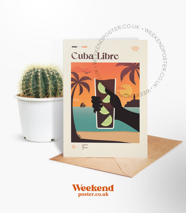 Mid-century modern Cuba Libre Cocktail greeting card