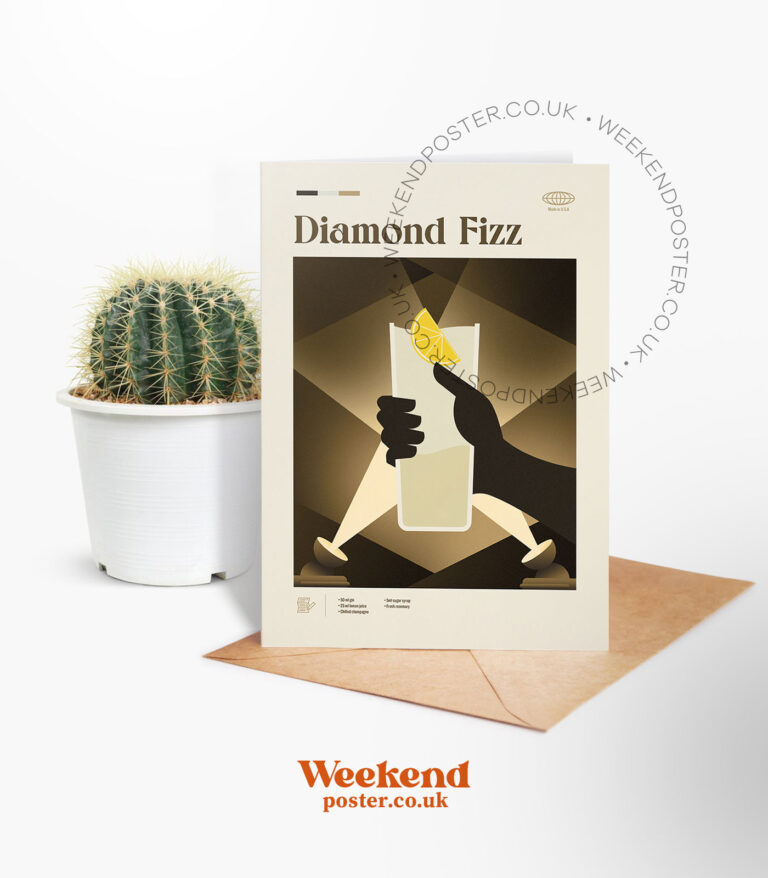 Mid-century modern Diamond Fizz Cocktail greeting card