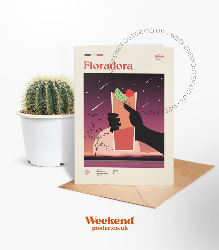 Mid-century modern Floradora Cocktail greeting card