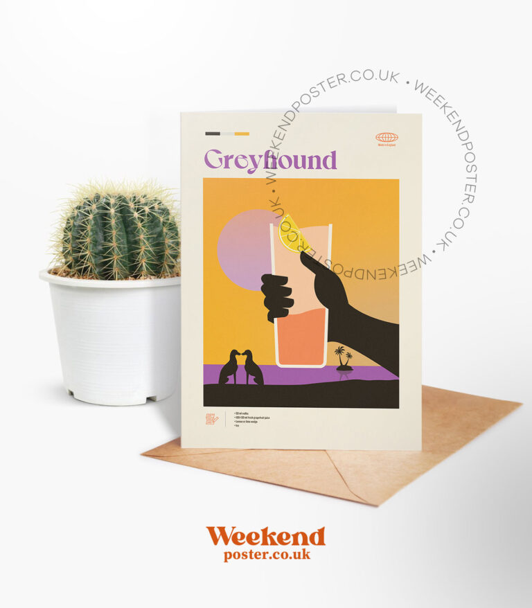Mid-century modern Greyhound Cocktail greeting card
