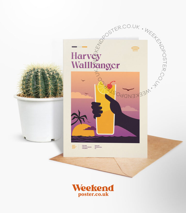 Mid-century modern Harvey Wallbanger Cocktail greeting card