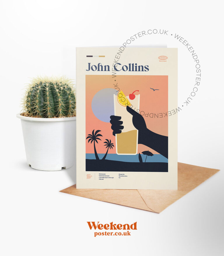 Mid-century modern John Collins Cocktail greeting card