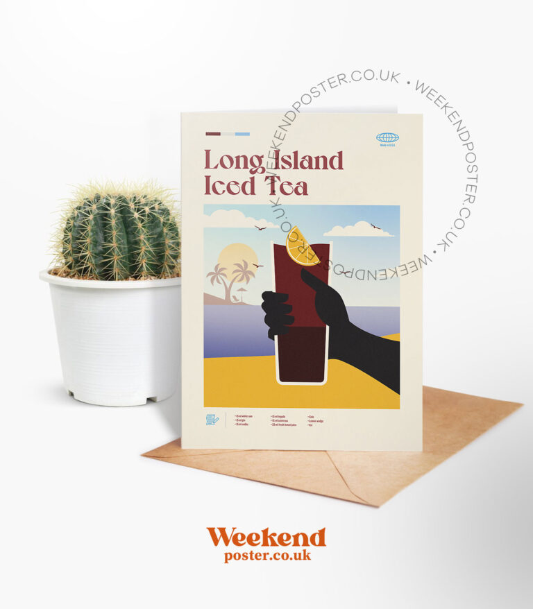 Mid-century modern Long Island Iced Tea Cocktail greeting card