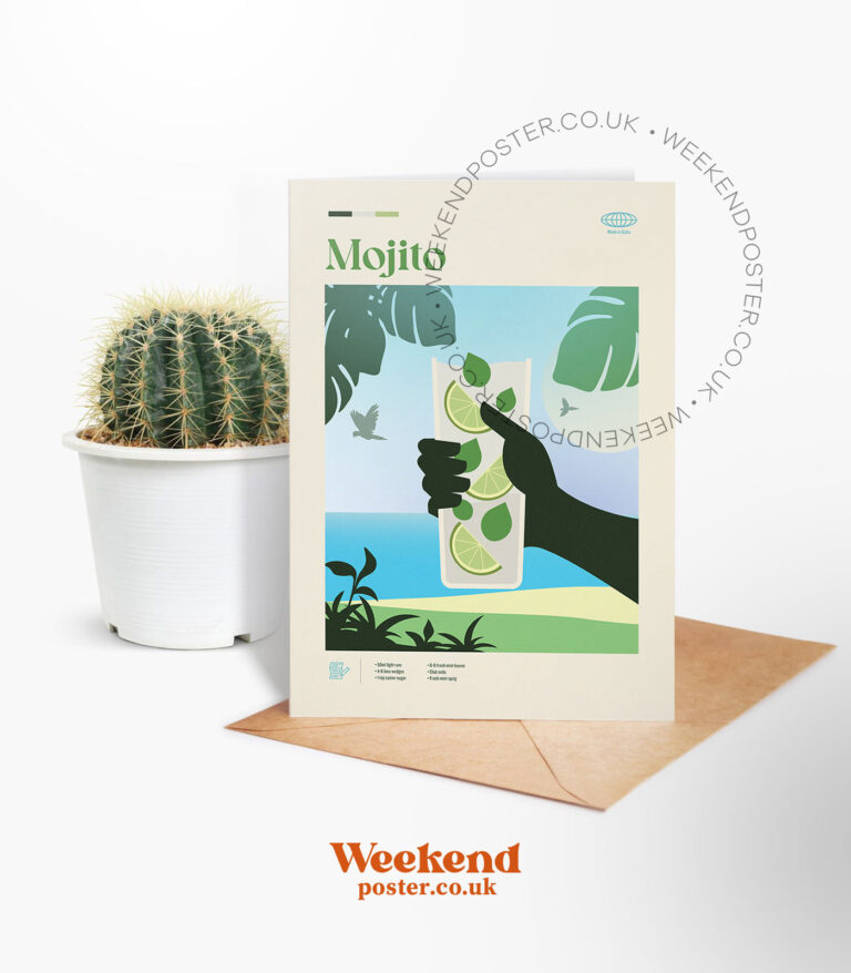 Mid-century modern Mojito Cocktail greeting card