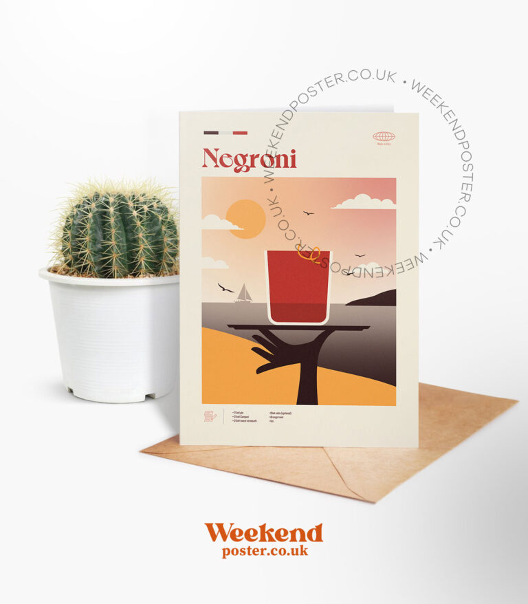 Mid-century modern Negroni Cocktail greeting card