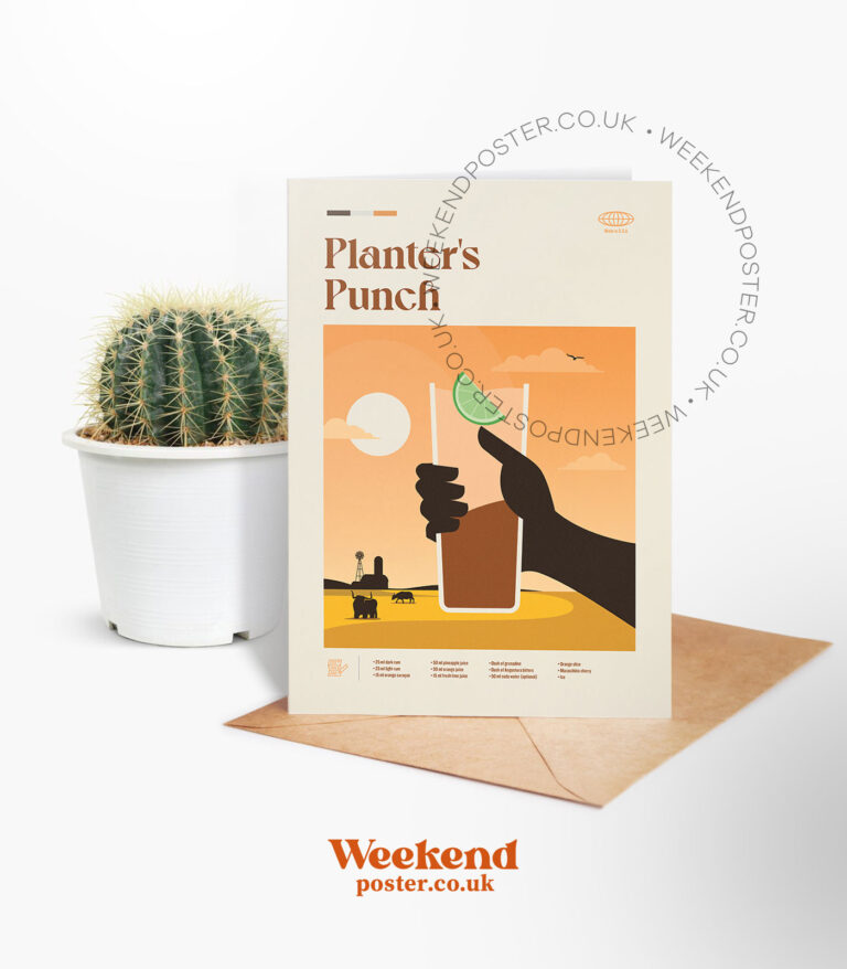 Mid-century modern Planters Punch Cocktail greeting card