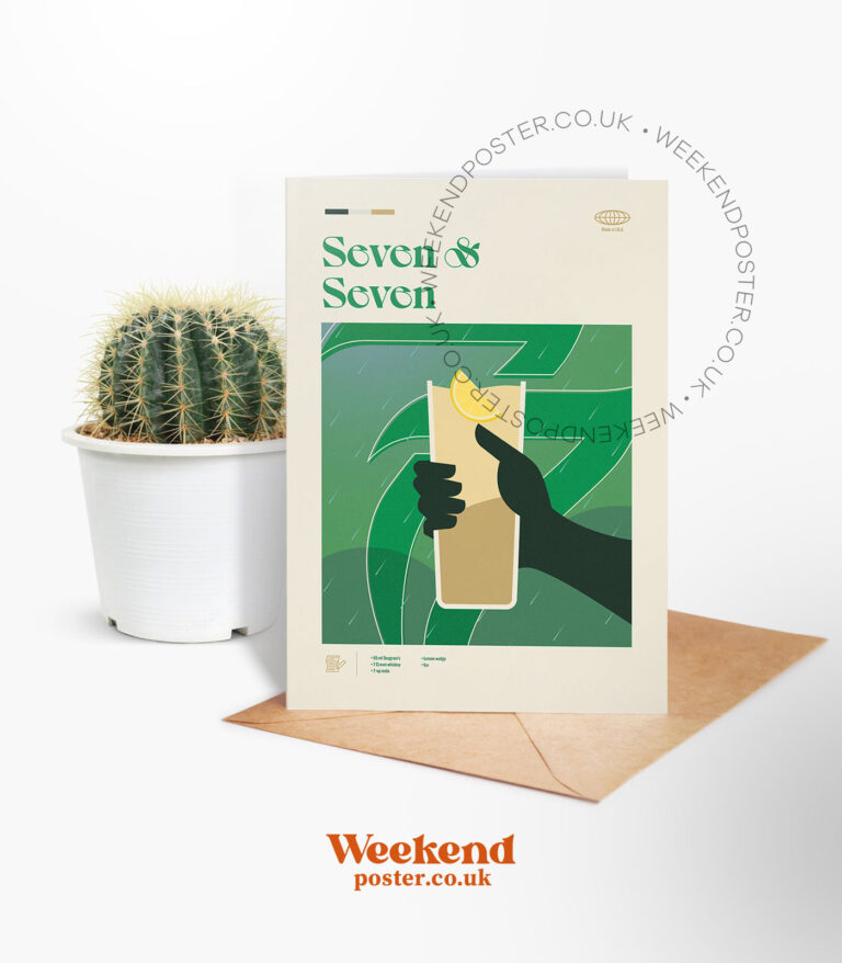 Mid-century modern Seven Seven Cocktail greeting card