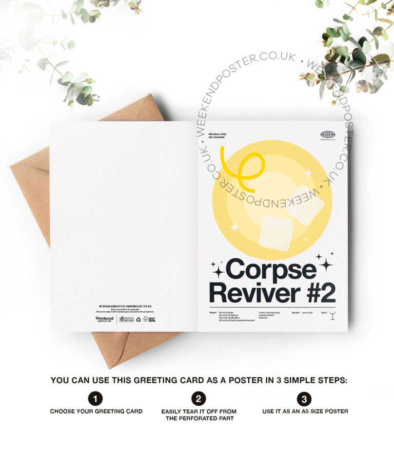 Mid-century modern Corpse Reviver #2 Cocktail greeting card