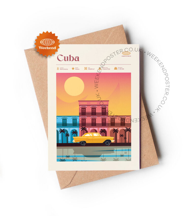 Mid-century modern Cuba retro travel greeting card