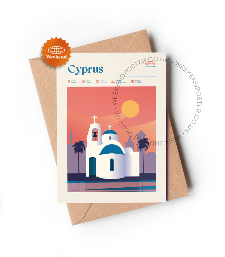 Mid-century modern Cyprus retro travel greeting card