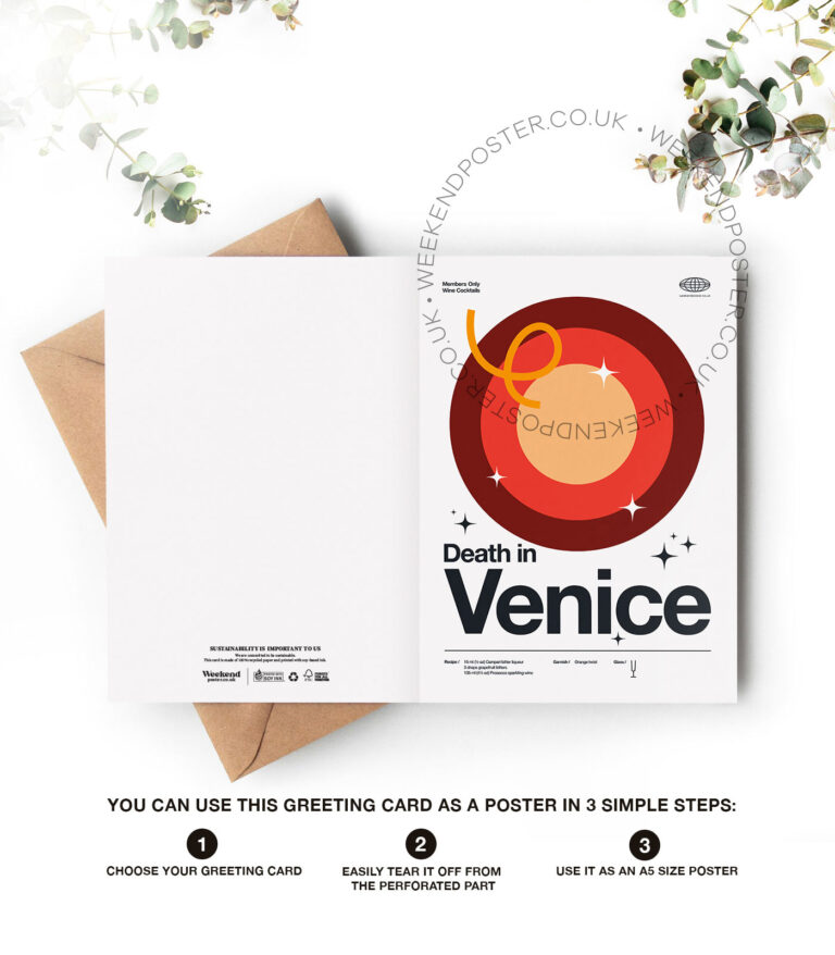 Mid-century modern Death in Venice Cocktail greeting card