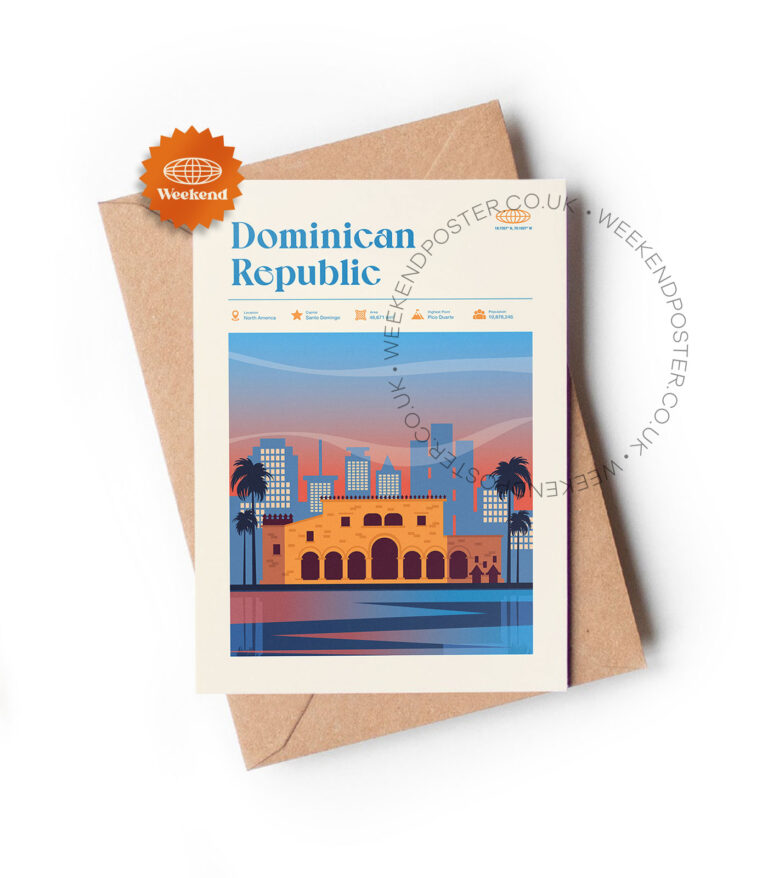 Mid-century modern Dominican Republic retro travel greeting card