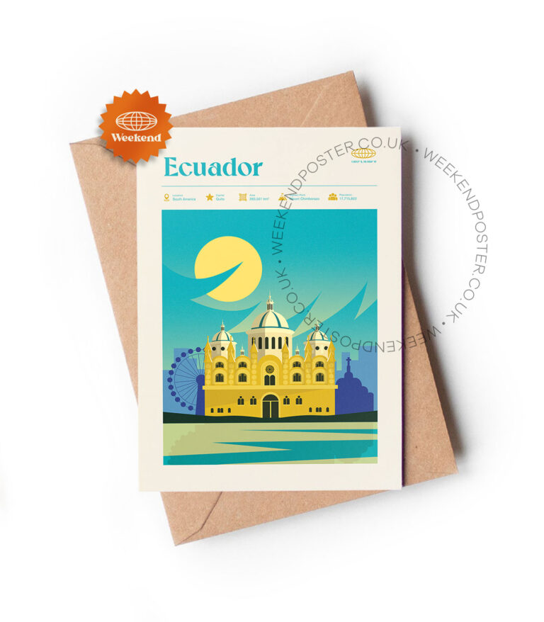 Mid-century modern Ecuador retro travel greeting card
