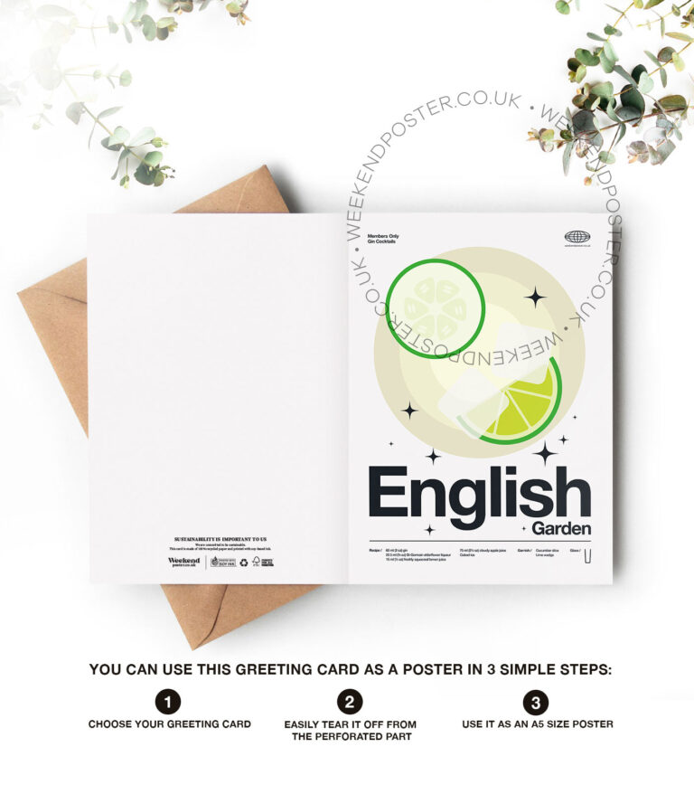 Mid-century modern English Garden Cocktail greeting card