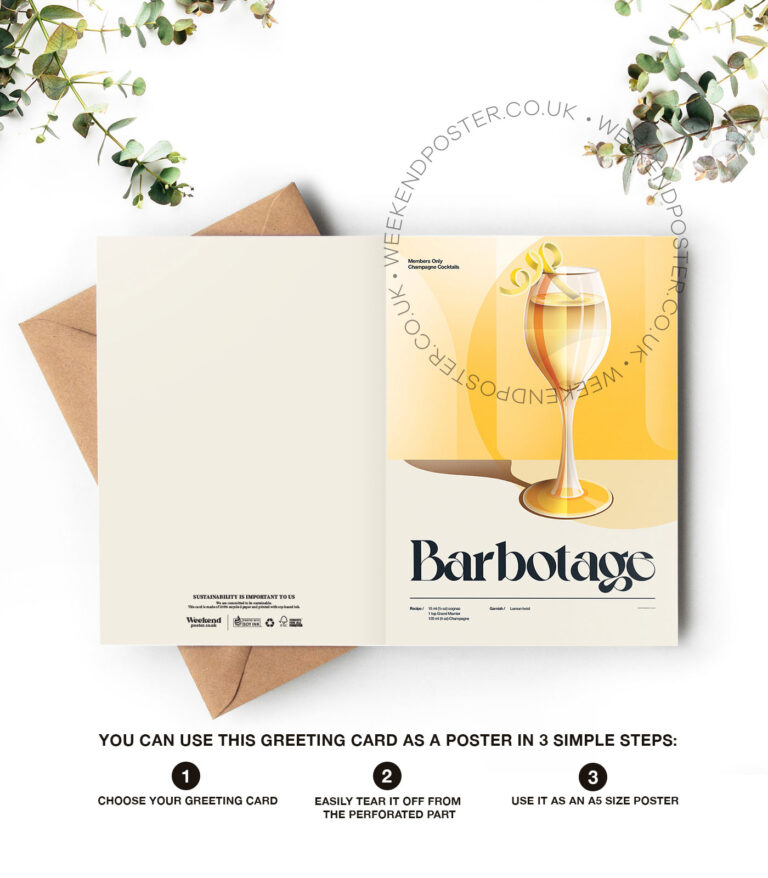 Mid-century retro Barbotage Cocktail greeting card