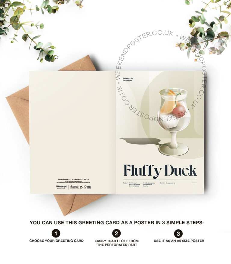 Mid-century retro Fluffy Duck Cocktail greeting card