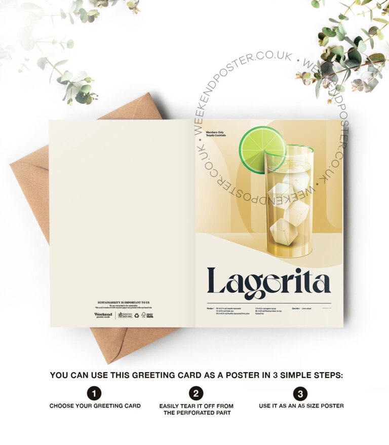 Mid-century retro Lagerita Cocktail greeting card