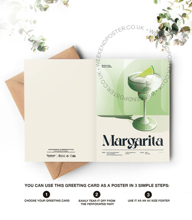 Mid-century retro Margarita Cocktail greeting card