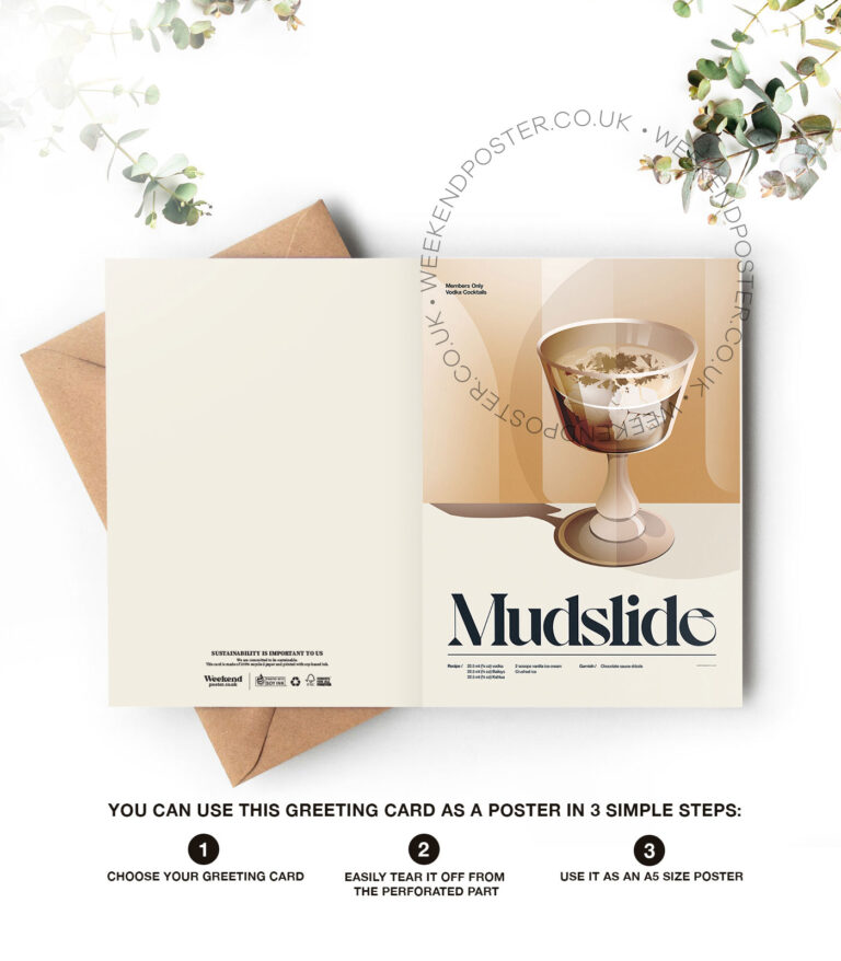 Mid-century retro Mudslide Cocktail greeting card
