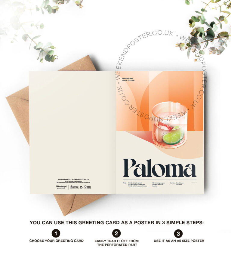 Mid-century retro Paloma Cocktail greeting card