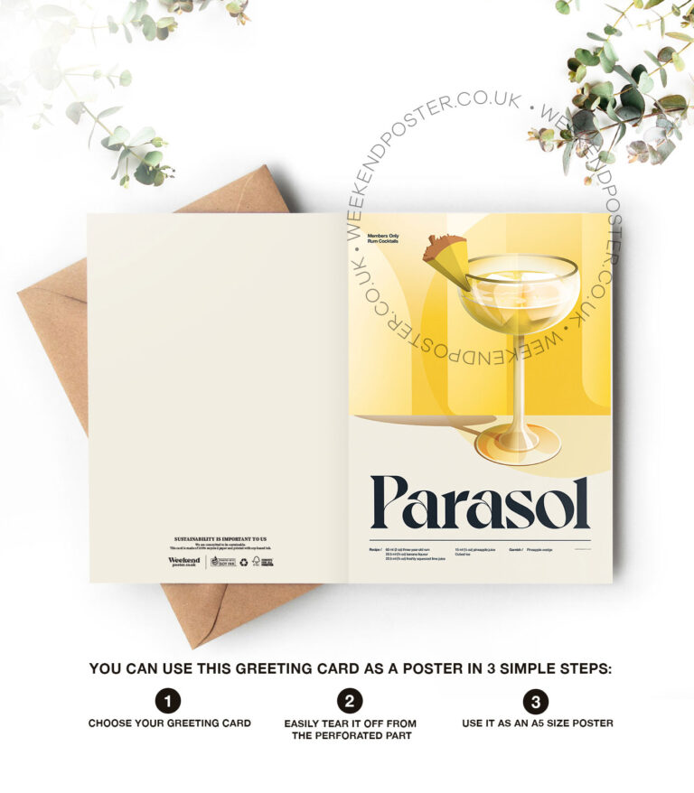 Mid-century retro Parasol Cocktail greeting card