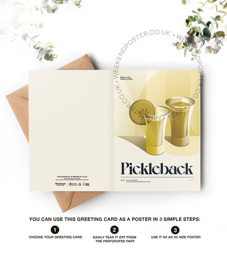 Mid-century retro Pickleback Cocktail greeting card