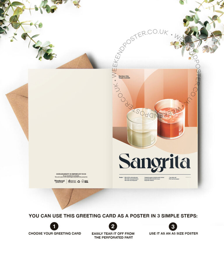 Mid-century retro Sangrita Cocktail greeting card